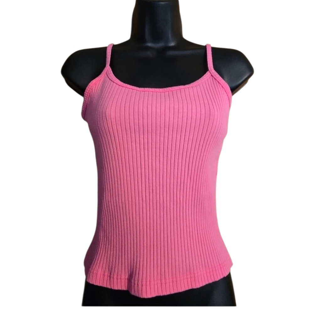 Vintage Pink Ribbed Sleeveless Tank Top